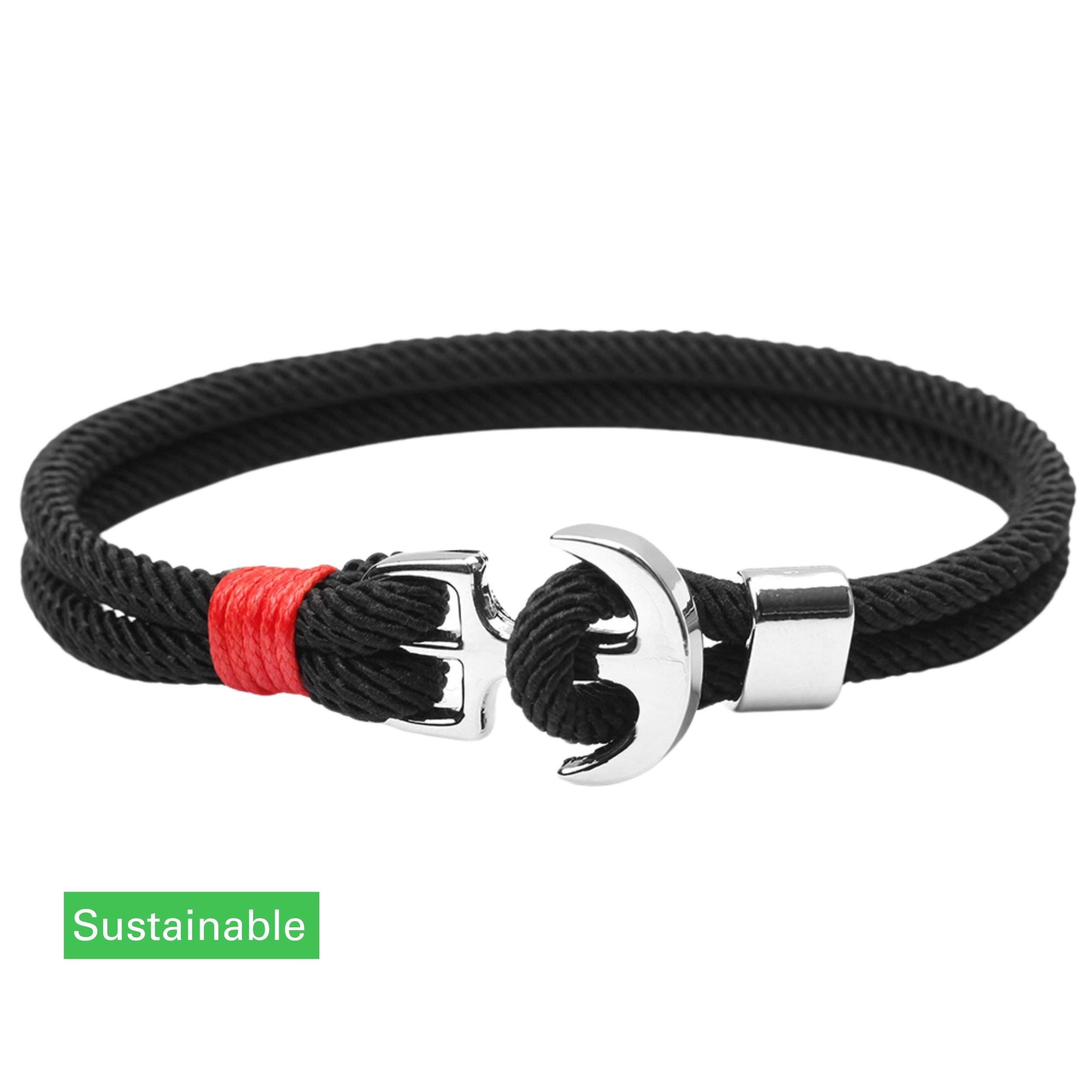 Bracelet Parachute George Black Red Silver