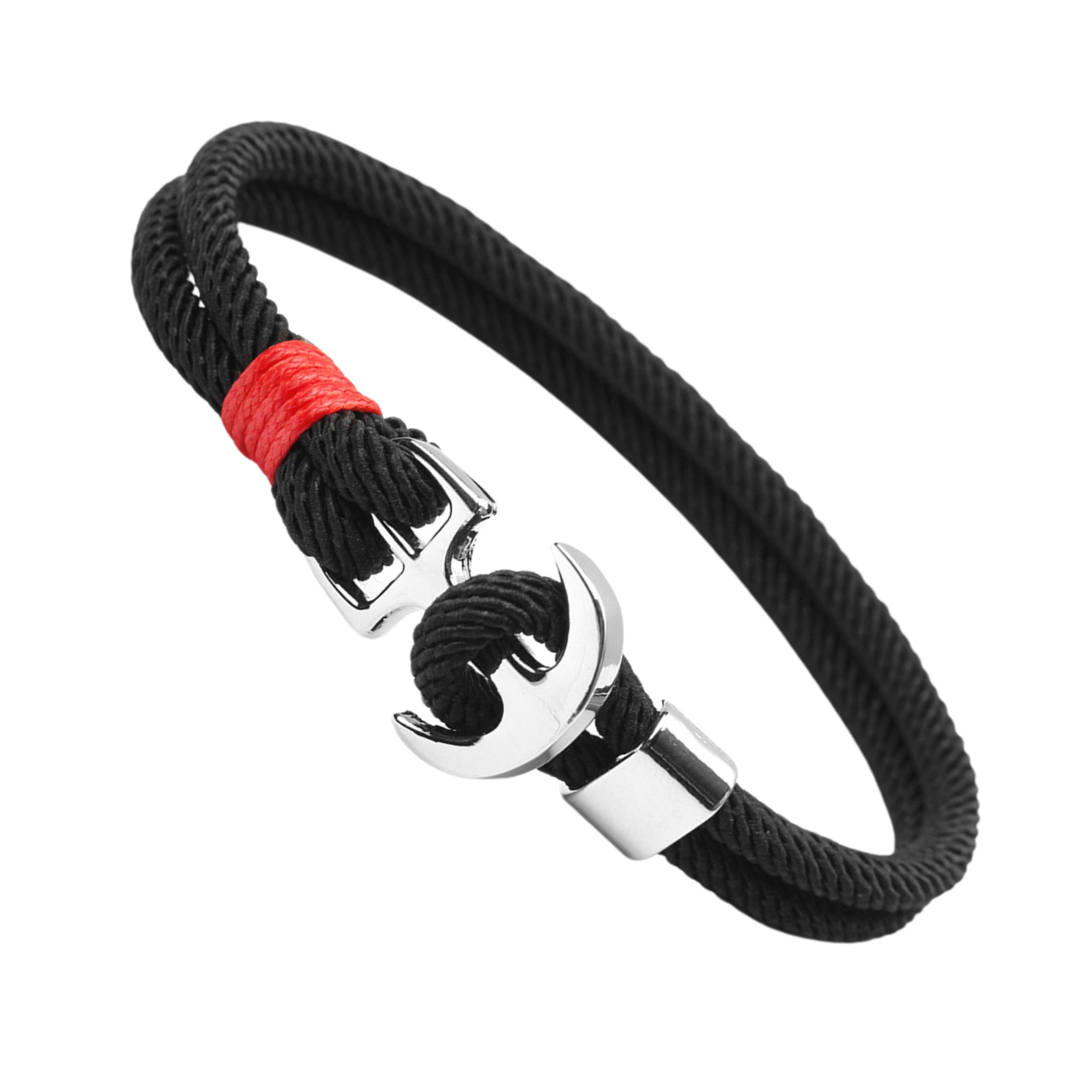 Bracelet Parachute George Black Red Silver Leftside