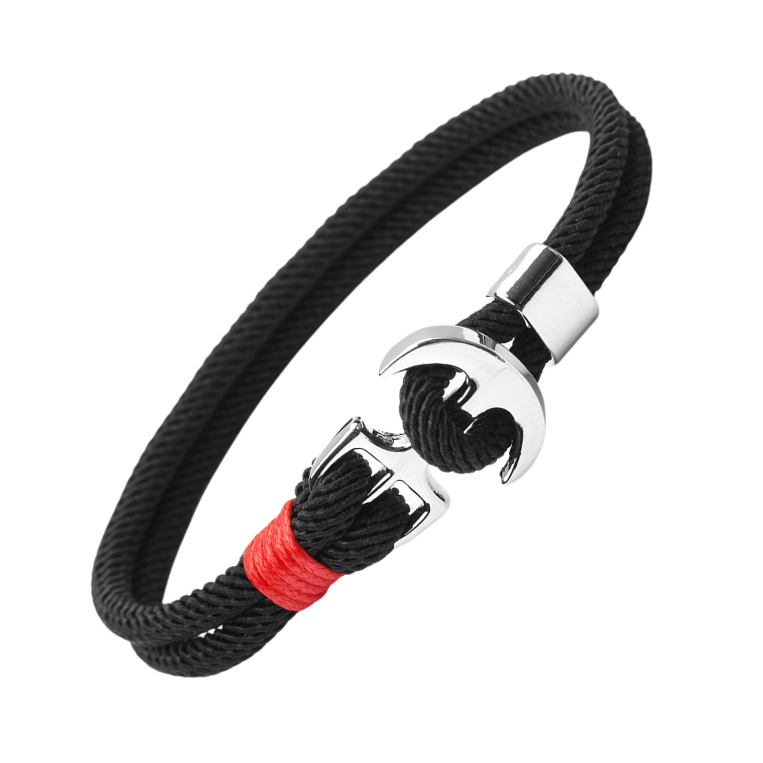 Bracelet Parachute George Black Red Silver RightSide