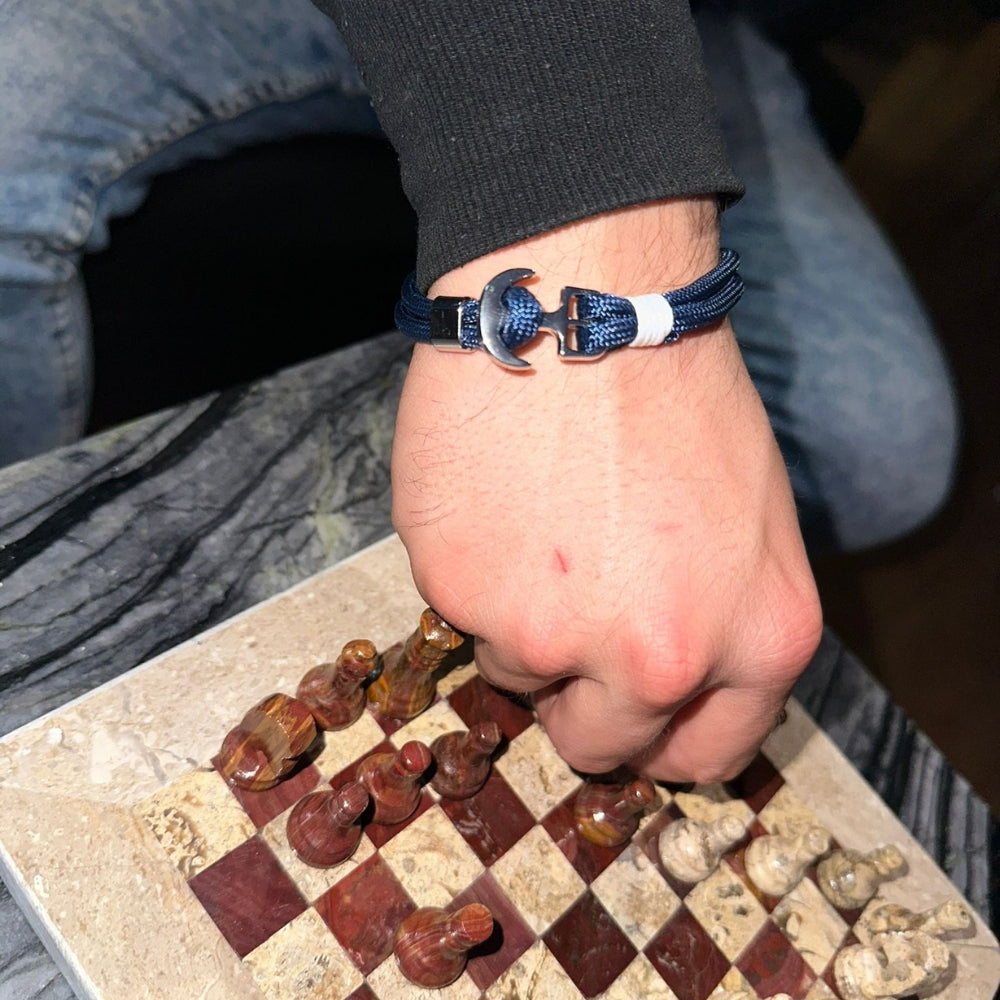 Bracelet Parachute George Blue White Silver Playing Chest