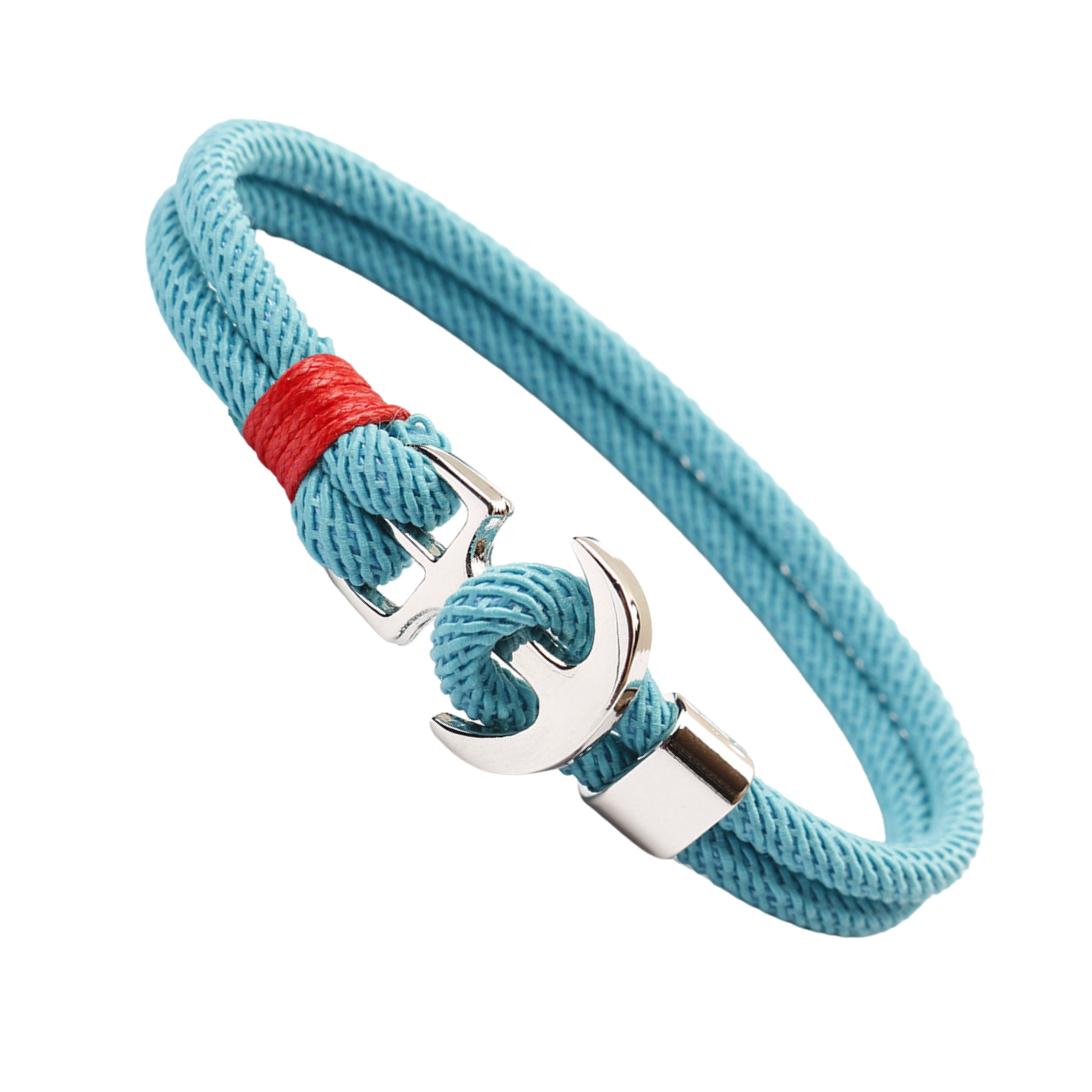 Bracelet Parachute George Light Blue Red Silver Leftside