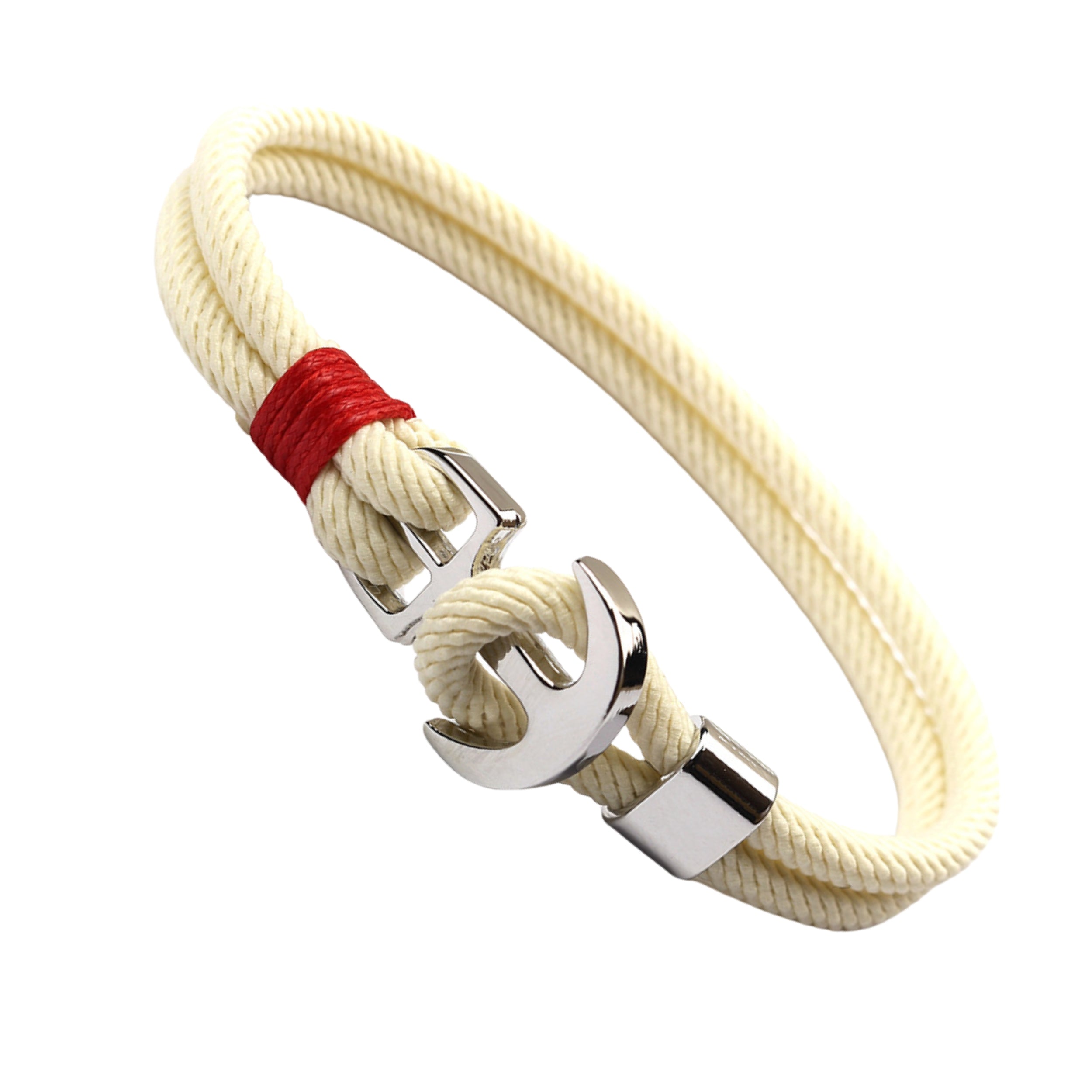 Bracelet Parachute George White Red Silver Leftside